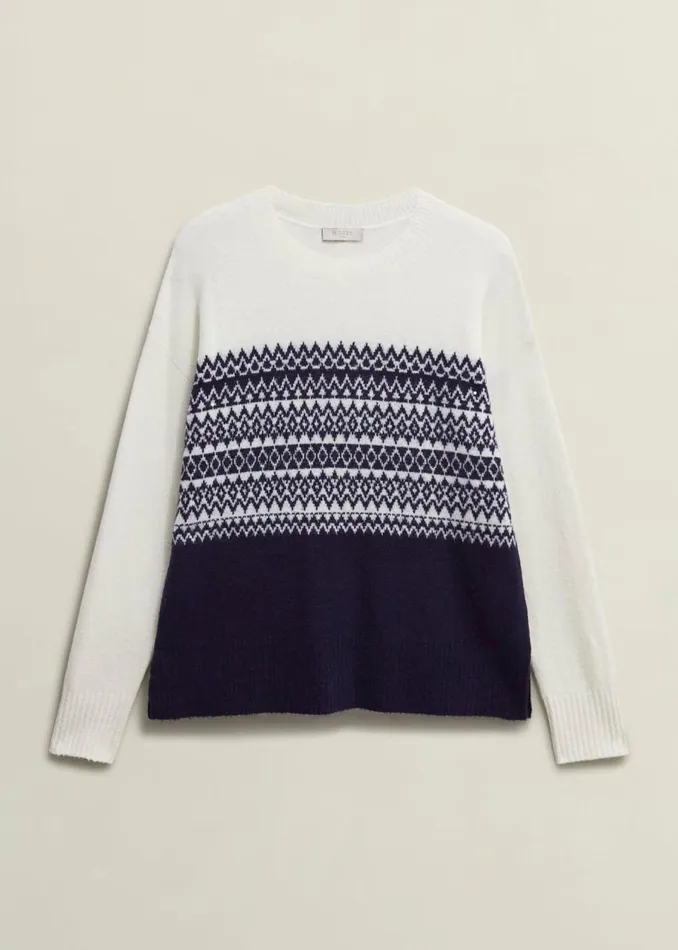 Women Jumpers and Cardigans Hobbs Lorrie Fairisle Jumper With Alpaca Ivory Navy