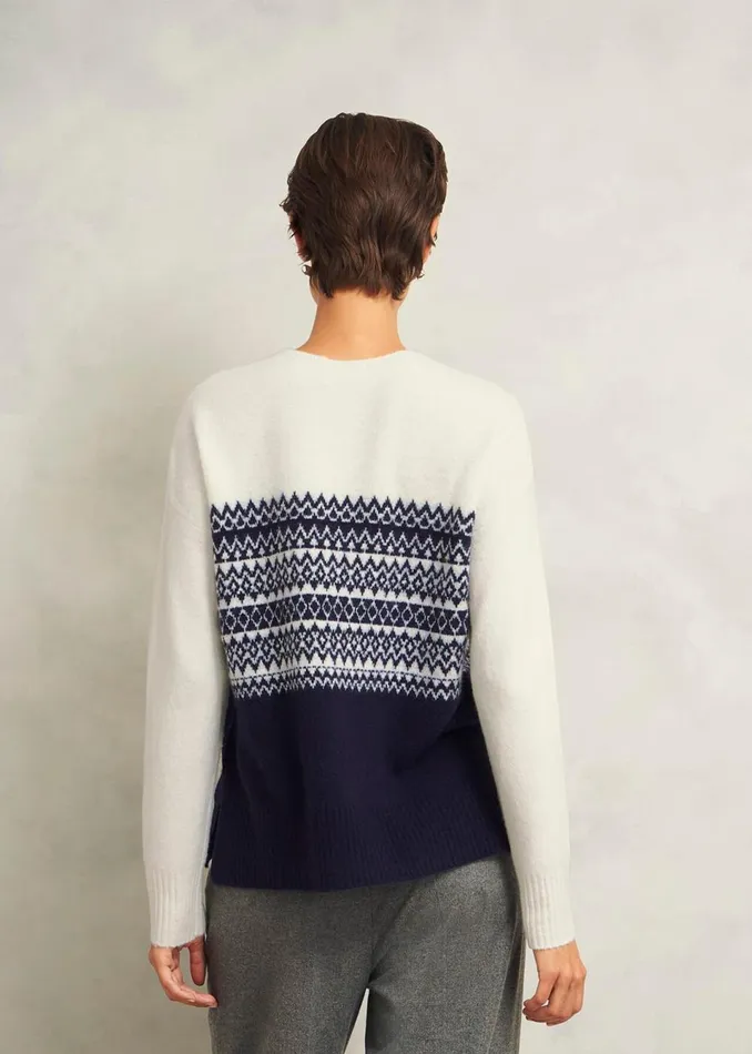 Women Jumpers and Cardigans Hobbs Lorrie Fairisle Jumper With Alpaca Ivory Navy