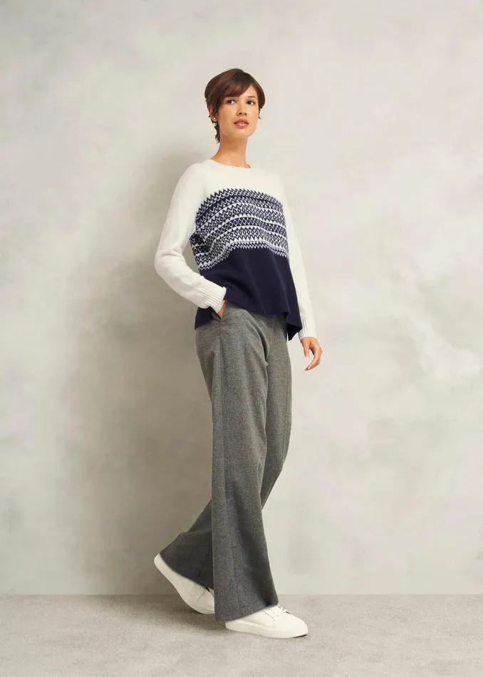 Women Jumpers and Cardigans Hobbs Lorrie Fairisle Jumper With Alpaca Ivory Navy