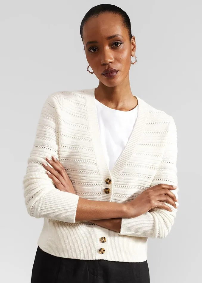 Women Jumpers and Cardigans Hobbs Naomi Cotton Cardigan Ivory
