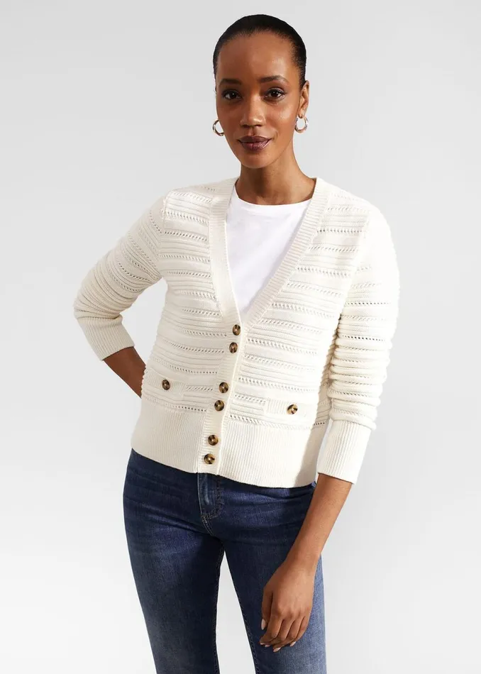 Women Jumpers and Cardigans Hobbs Naomi Cotton Cardigan Ivory