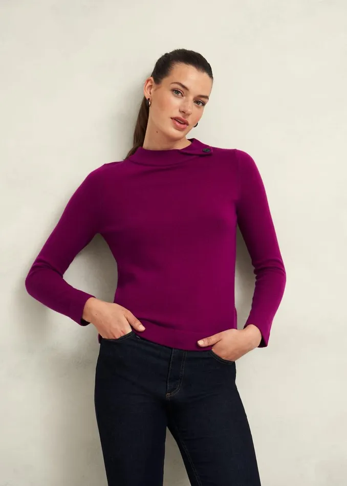Women Jumpers and Cardigans Hobbs Talia Wool Cashmere Jumper Dahlia Purple