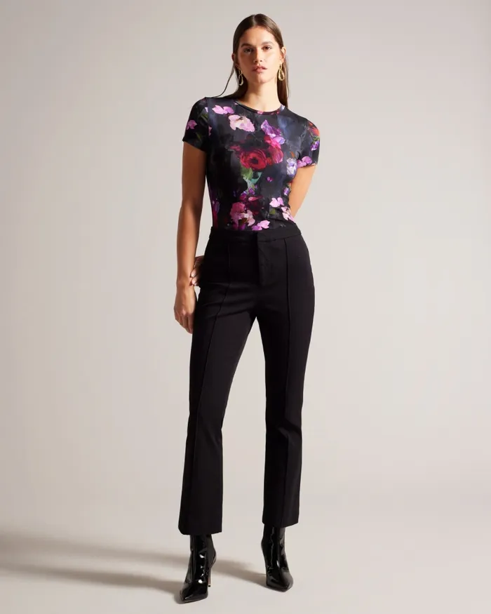 Women KARLYAA 8211 Painted Floral Print Fitted TShirt Black Ted Baker Tops and Blouses Women KARLYAA 8211 Painted Floral Print Fitted TShirt Black Ted Baker Tops and Blouses
