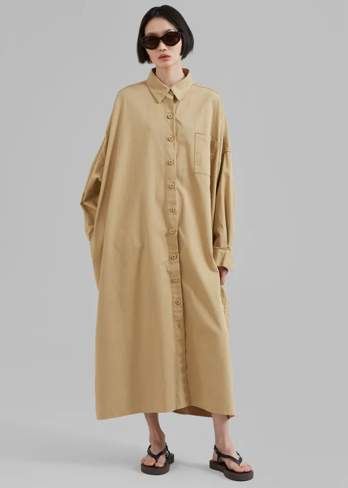 Women Kason Oversized Shirt Dress 8211 Sahara The Frankie Shop Dresses