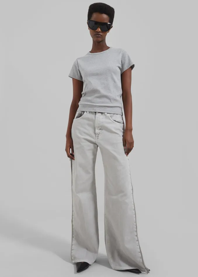 Women Kellen Baby Tee 8211 Grey The Frankie Shop Tops