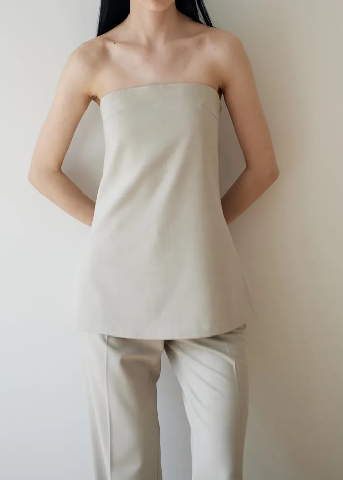 Women Kit Strapless Top 8211 Beige The Frankie Shop Tops
