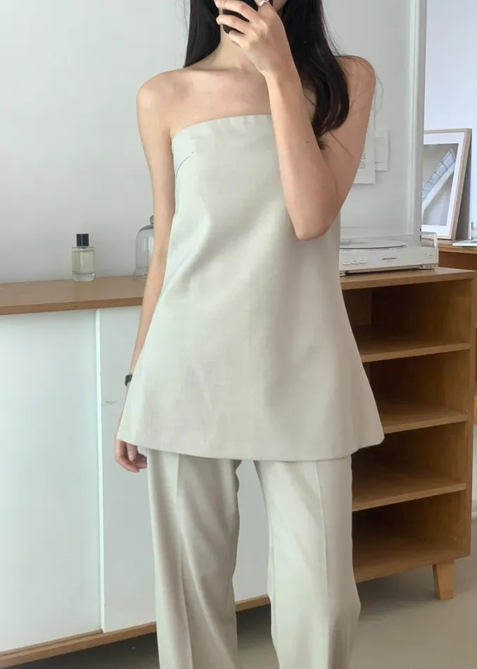 Women Kit Strapless Top 8211 Beige The Frankie Shop Tops