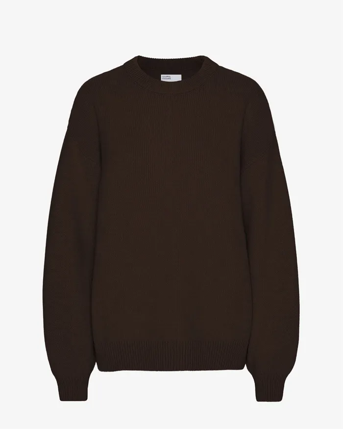 Women Knit Sweaters Colorfulstandard Oversized Merino Wool Crew 8211 Coffee Brown