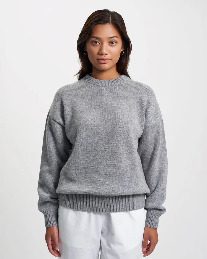 Women Knit Sweaters Colorfulstandard Oversized Merino Wool Crew 8211 Coffee Brown