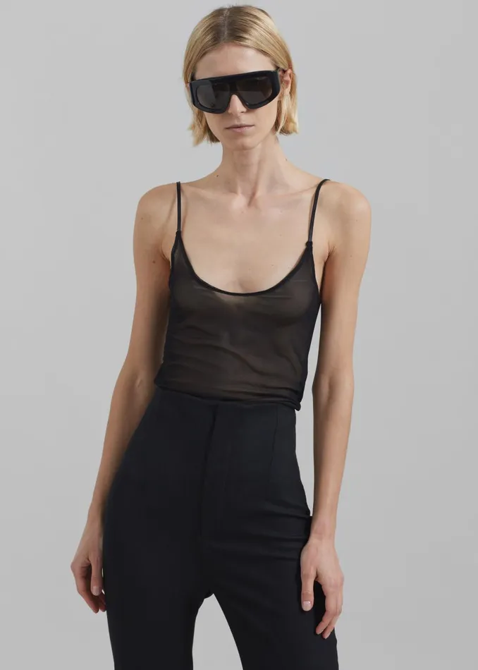 Women Kyla Sheer Tank Top 8211 Black The Frankie Shop Tops