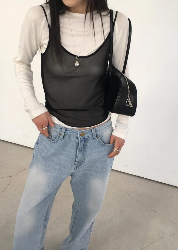 Women Kyla Sheer Tank Top 8211 Black The Frankie Shop Tops