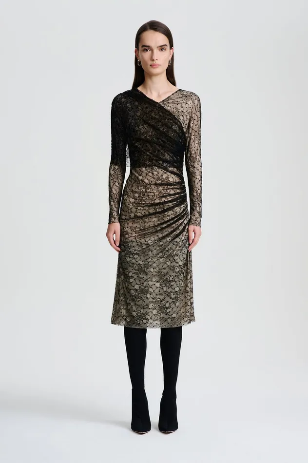 Women LACE DRAPE DRESS BLACK Dresses Scanlan Theodore
