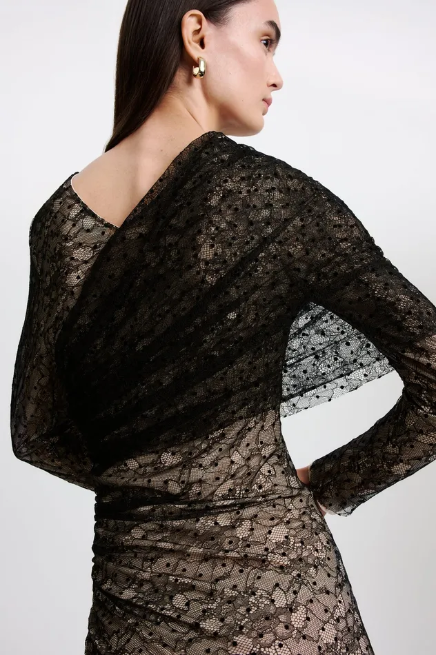 Women LACE DRAPE DRESS BLACK Dresses Scanlan Theodore