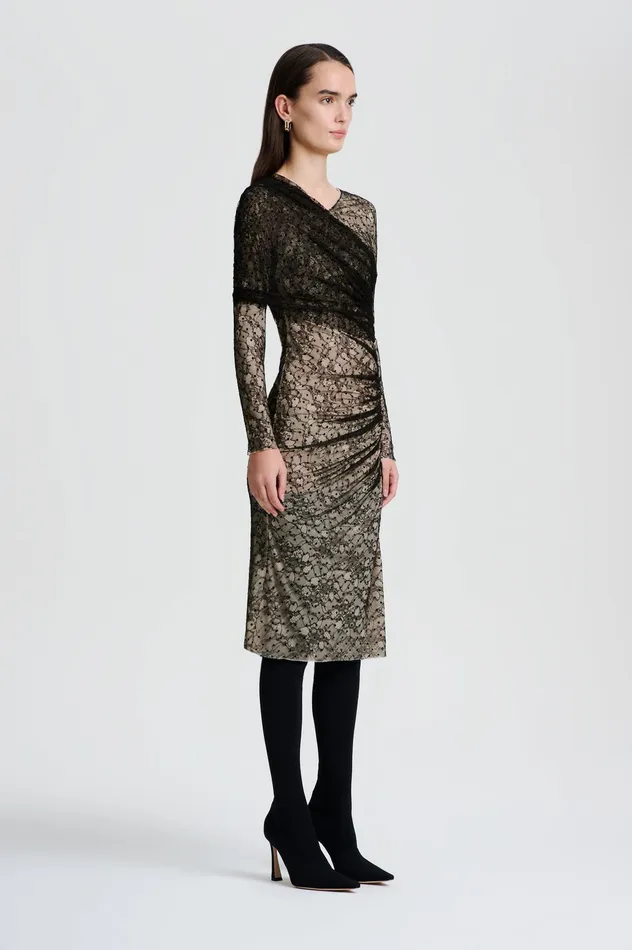 Women LACE DRAPE DRESS BLACK Dresses Scanlan Theodore