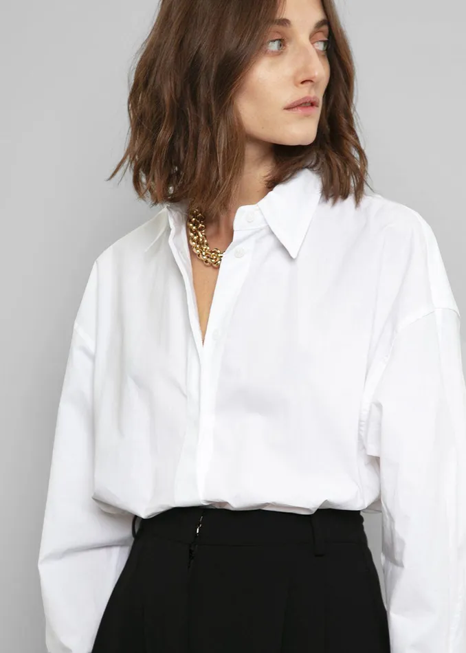 Women Lakely Oversized Button Down Shirt 8211 White The Frankie Shop Tops