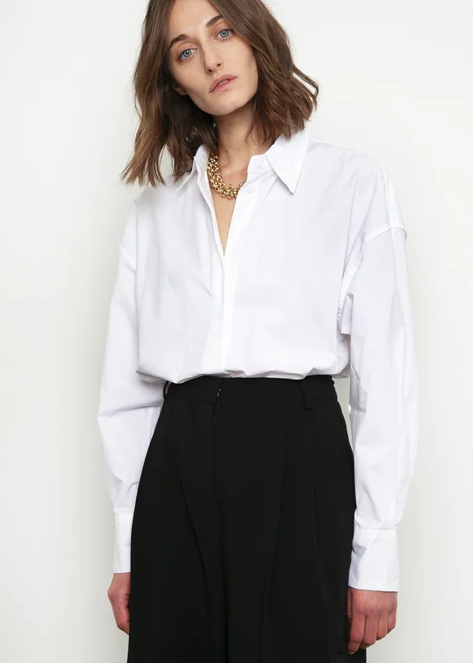 Women Lakely Oversized Button Down Shirt 8211 White The Frankie Shop Tops