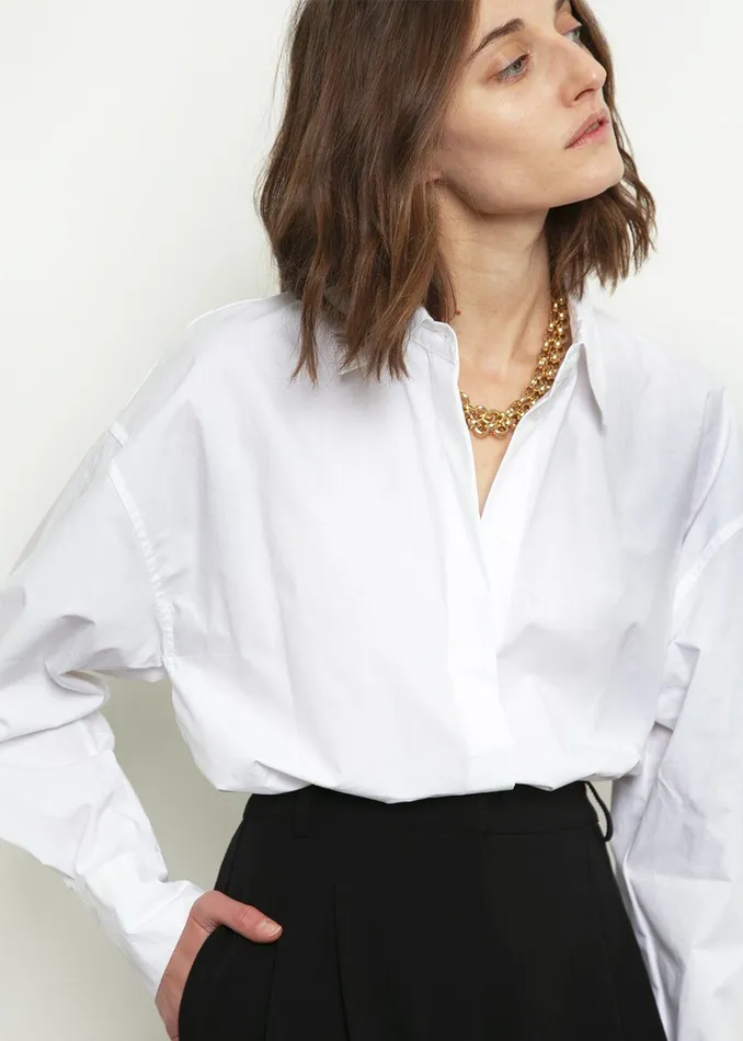 Women Lakely Oversized Button Down Shirt 8211 White The Frankie Shop Tops
