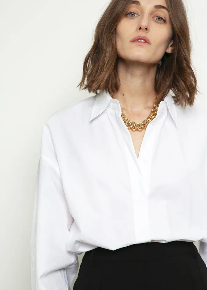 Women Lakely Oversized Button Down Shirt 8211 White The Frankie Shop Tops