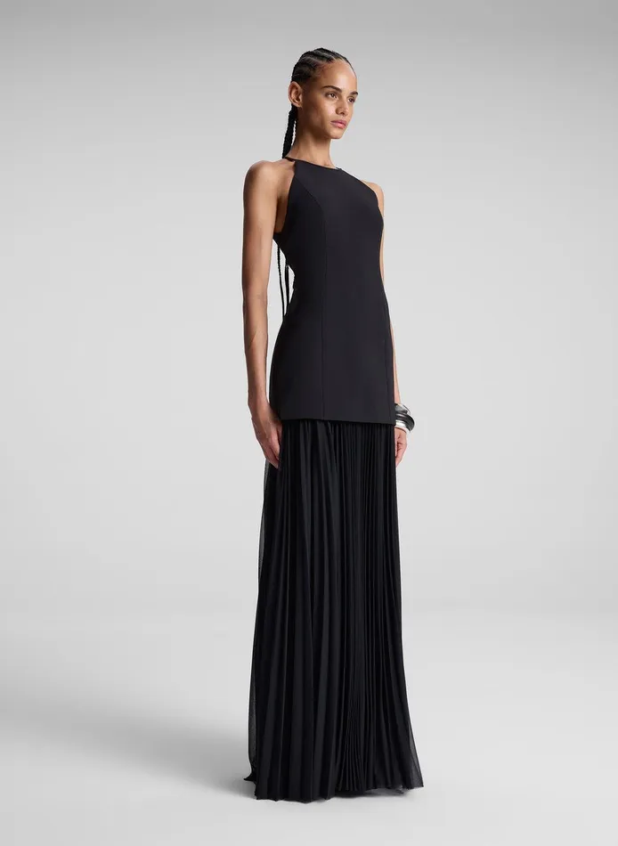 Women Lana Pleated Maxi Dress Black ALC Dresses