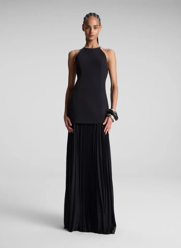 Women Lana Pleated Maxi Dress Black ALC Dresses