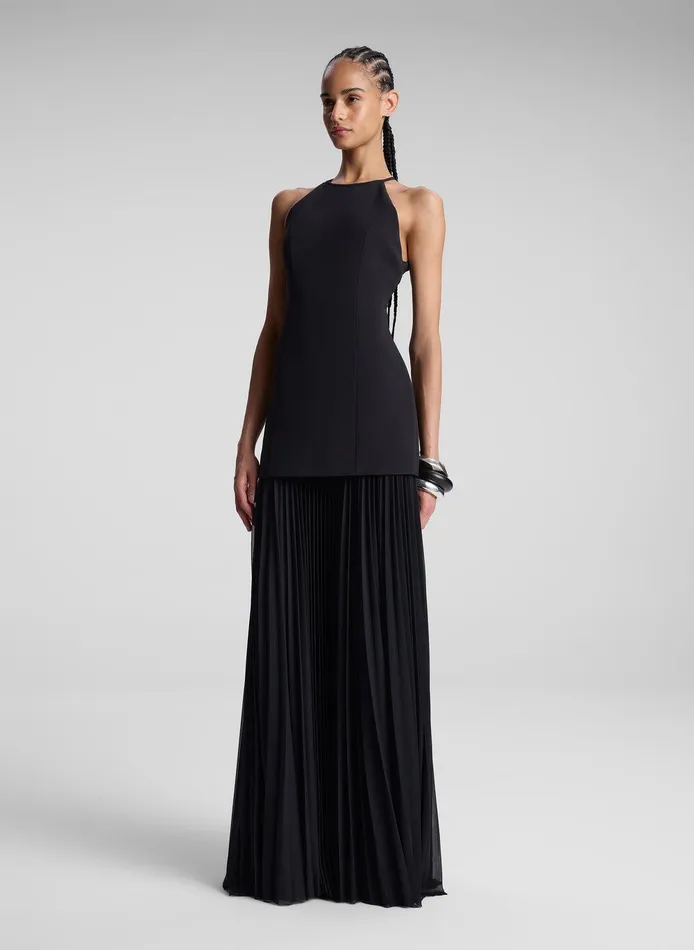 Women Lana Pleated Maxi Dress Black ALC Dresses