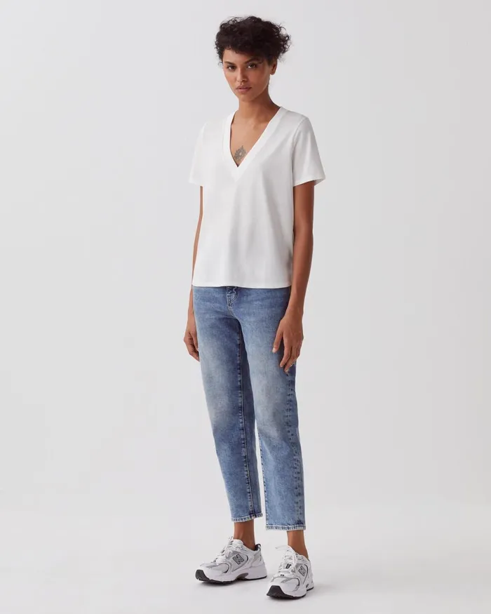 Women Lea 8211 VNeck Cotton TShirt White Comptoir Des Cotonniers TShirts Women Lea 8211 VNeck Cotton TShirt White Comptoir Des Cotonniers TShirts