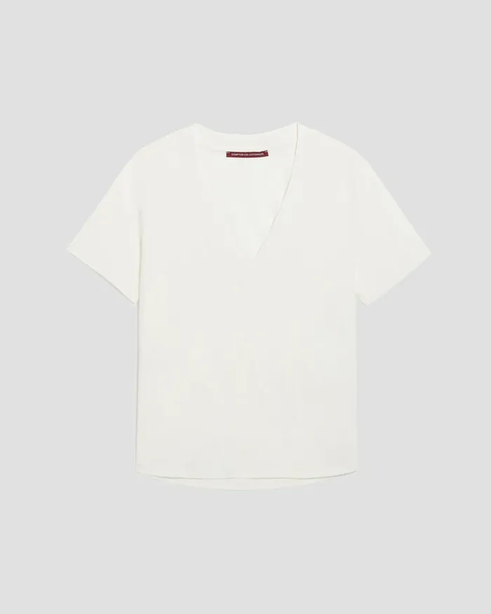 Women Lea 8211 VNeck Cotton TShirt White Comptoir Des Cotonniers TShirts Women Lea 8211 VNeck Cotton TShirt White Comptoir Des Cotonniers TShirts