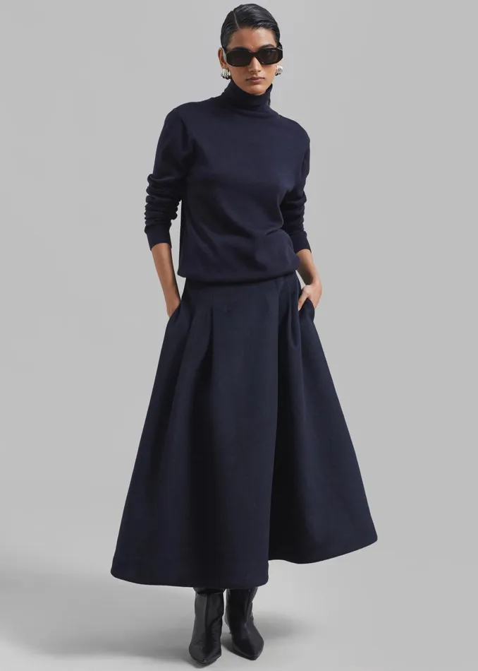 Women Leila Flared Skirt 8211 Navy The Frankie Shop Bottoms