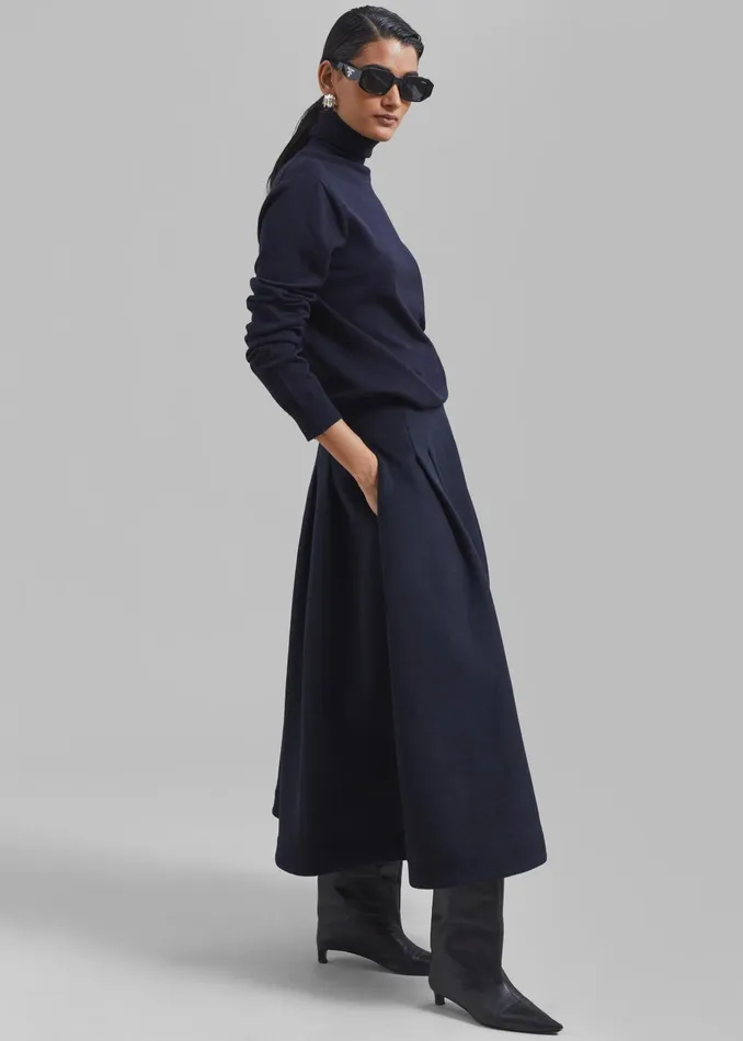 Women Leila Flared Skirt 8211 Navy The Frankie Shop Bottoms