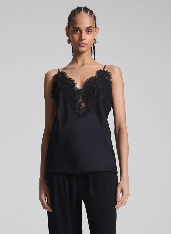 Women Lennon Satin And Lace Camisole Top Blackblack ALC Tees and Tanks