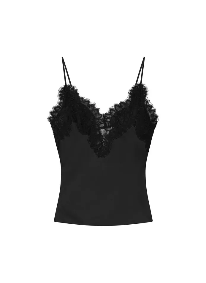 Women Lennon Satin And Lace Camisole Top Blackblack ALC Tees and Tanks