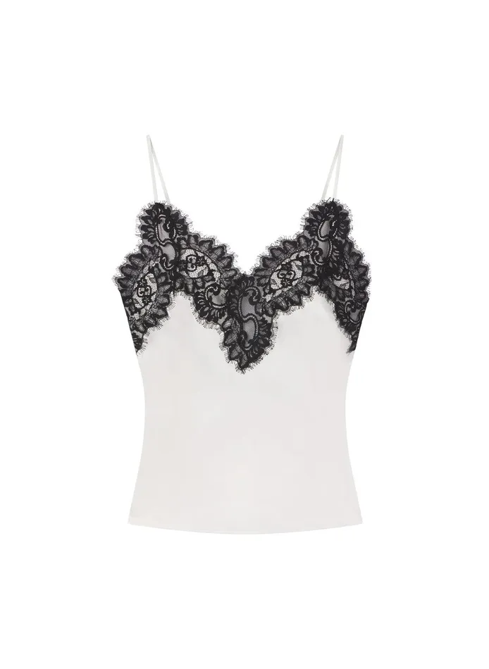 Women Lennon Satin And Lace Camisole Top Pearlblack ALC Tops