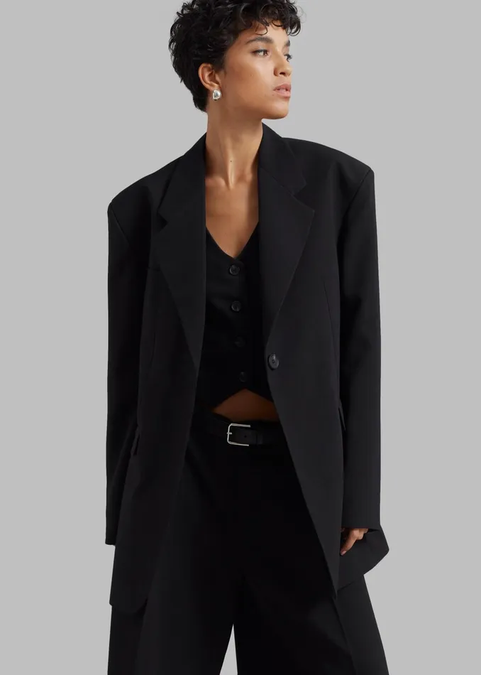 Women Lillian Oversized Blazer 8211 Black The Frankie Shop Outerwear