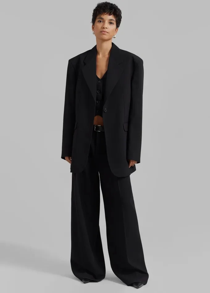 Women Lillian Oversized Blazer 8211 Black The Frankie Shop Outerwear