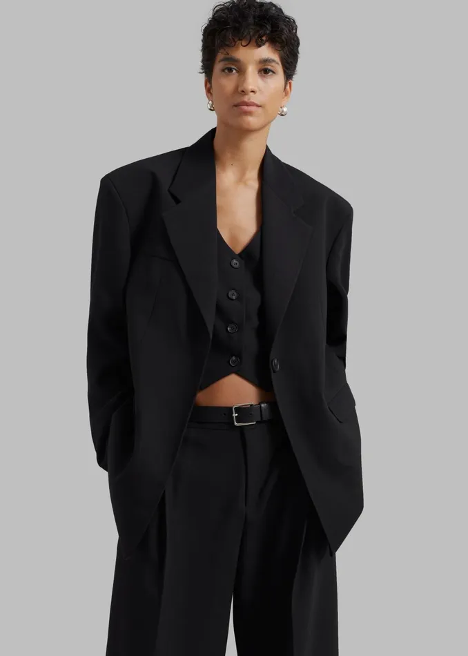 Women Lillian Oversized Blazer 8211 Black The Frankie Shop Outerwear