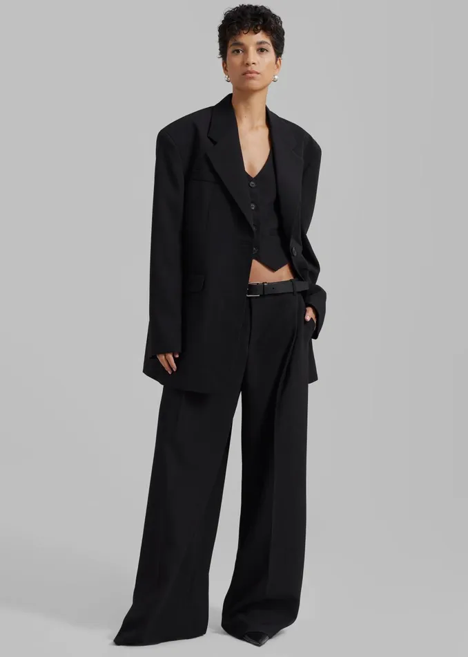 Women Lillian Oversized Blazer 8211 Black The Frankie Shop Outerwear