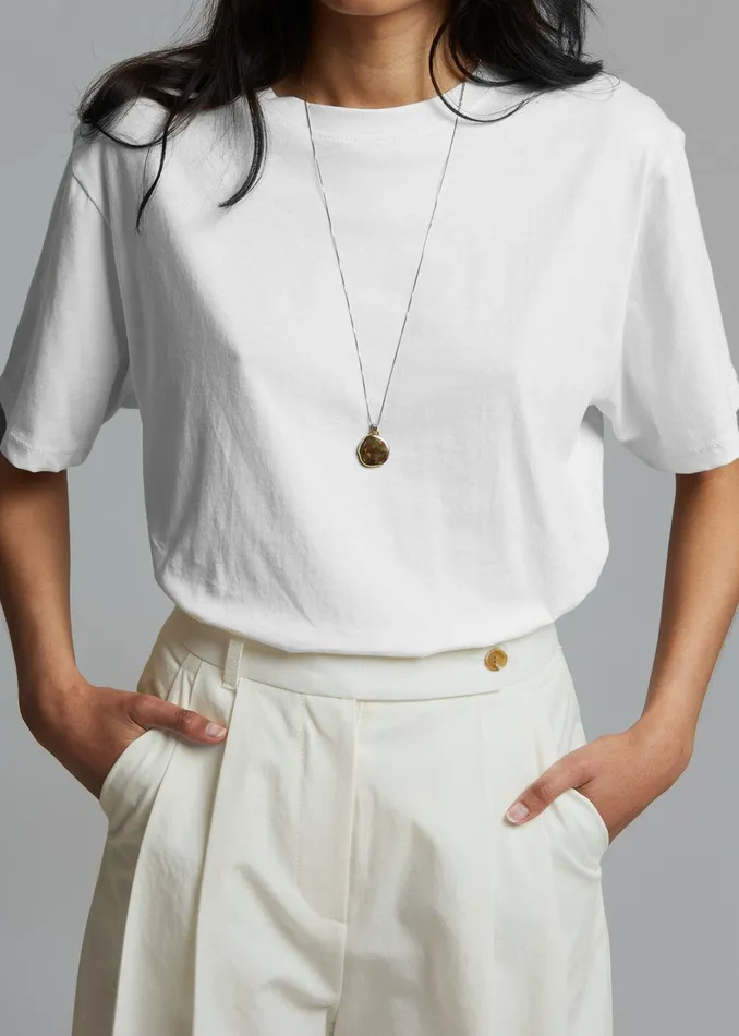 Women Lilou Simple Tee 8211 Optic White The Frankie Shop Tops