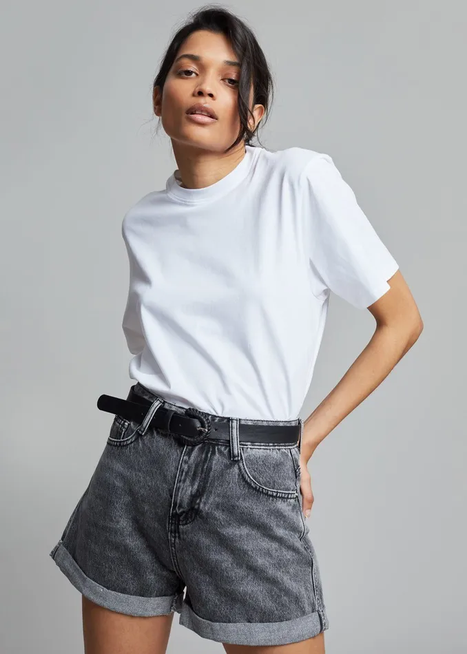 Women Lilou Simple Tee 8211 Optic White The Frankie Shop Tops
