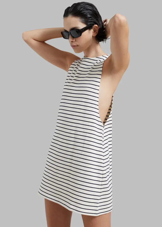 Women Lindsay Halter Dress 8211 Navy Stripe The Frankie Shop Dresses