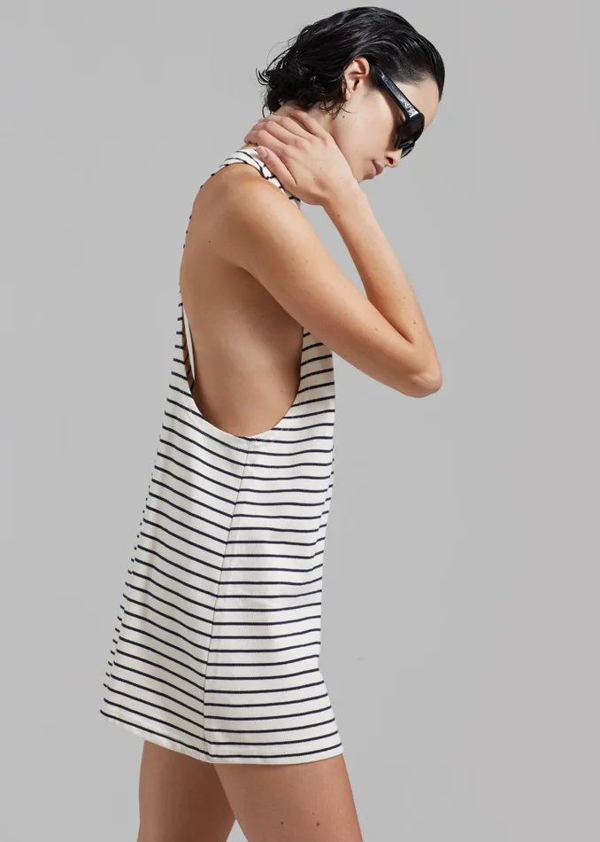 Women Lindsay Halter Dress 8211 Navy Stripe The Frankie Shop Dresses