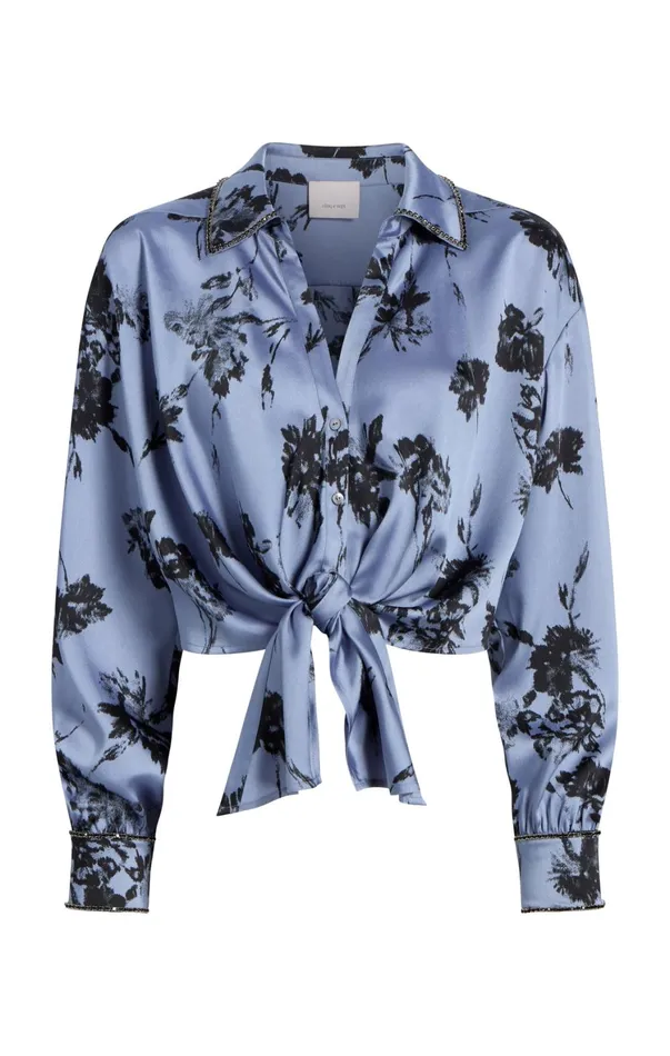 Women Long Sleeve Tops Cinq Sept Cool Carnation Embellished Marianna Top Rustic Blue Multi