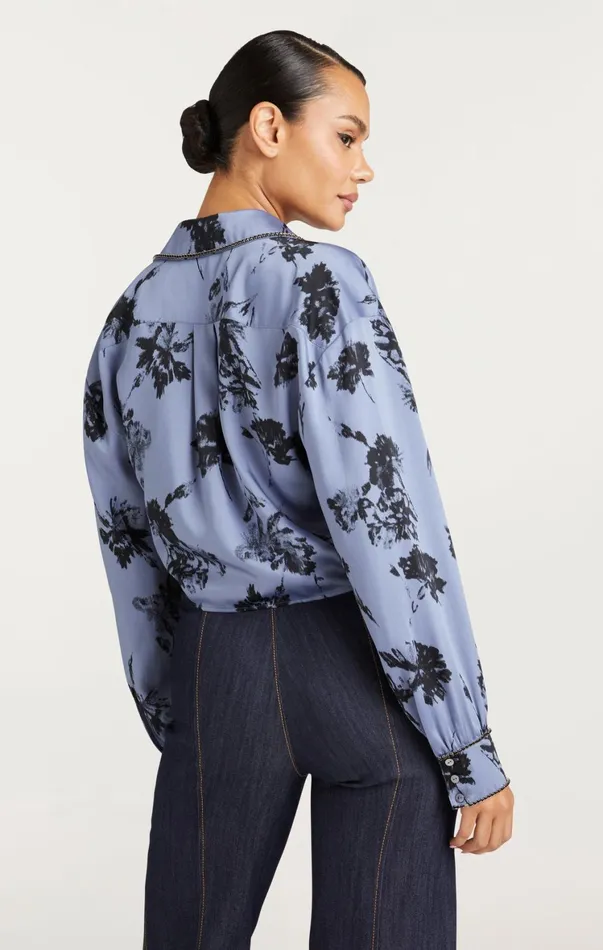 Women Long Sleeve Tops Cinq Sept Cool Carnation Embellished Marianna Top Rustic Blue Multi