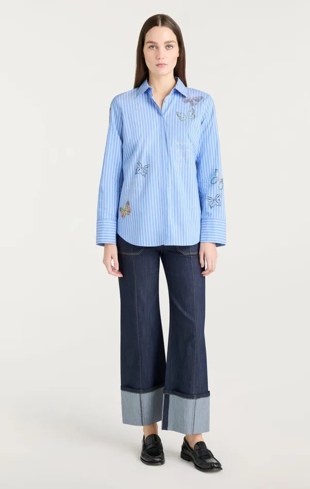 Women Long Sleeve Tops Cinq Sept Lisa Top French Bluewhite