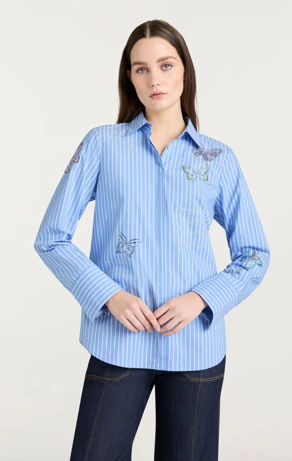Women Long Sleeve Tops Cinq Sept Lisa Top French Bluewhite