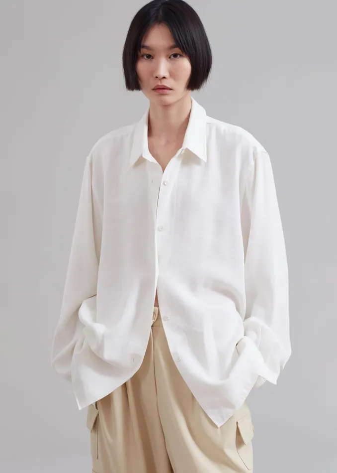 Women Lotta Fluid Shirt 8211 Off White The Frankie Shop Tops