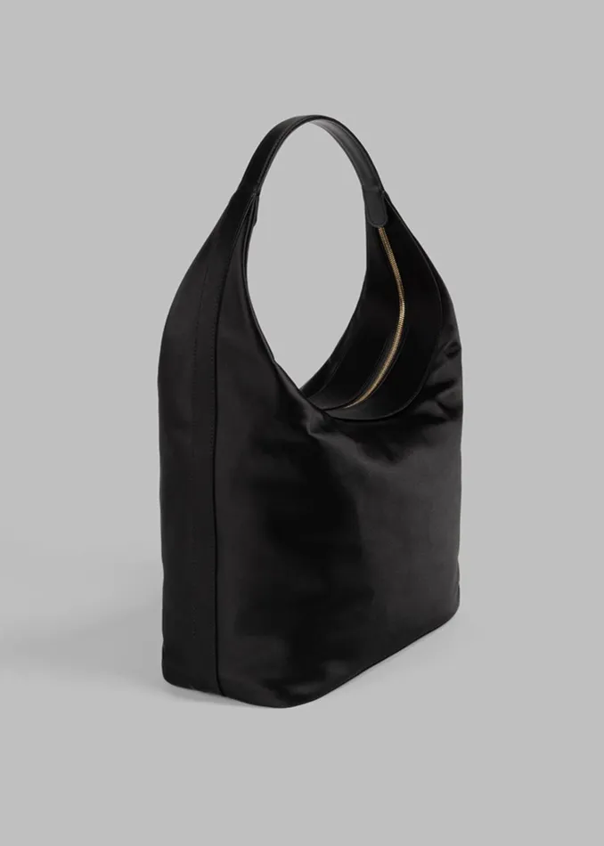 Women Loulou Studio Alegrina Satin Hobo Bag 8211 Black The Frankie Shop