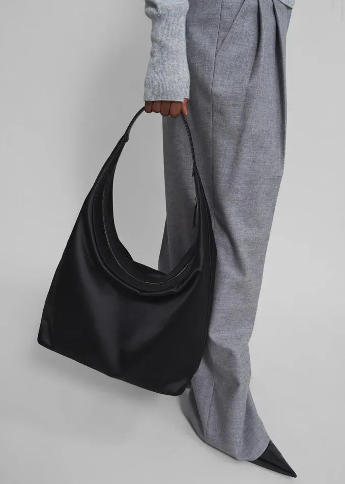 Women Loulou Studio Alegrina Satin Hobo Bag 8211 Black The Frankie Shop