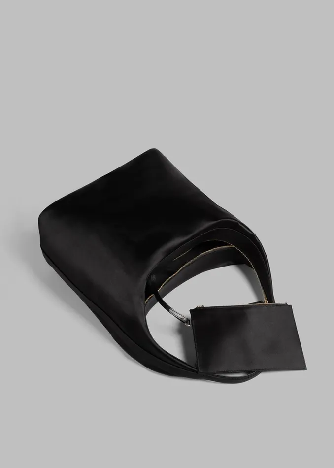 Women Loulou Studio Alegrina Satin Hobo Bag 8211 Black The Frankie Shop
