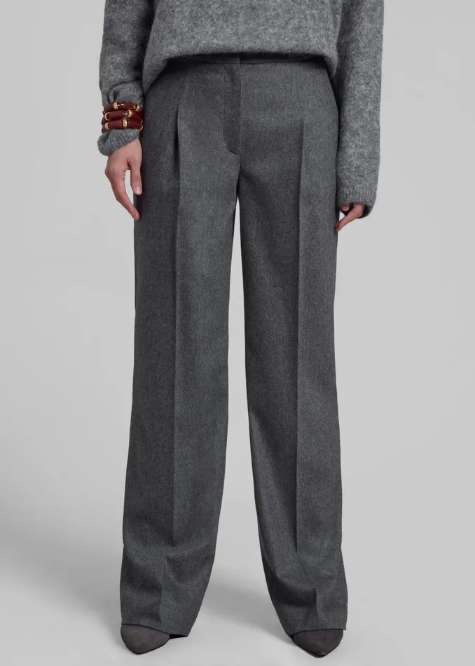 Women Loulou Studio Juno Flannel Trousers 8211 Grey The Frankie Shop Bottoms
