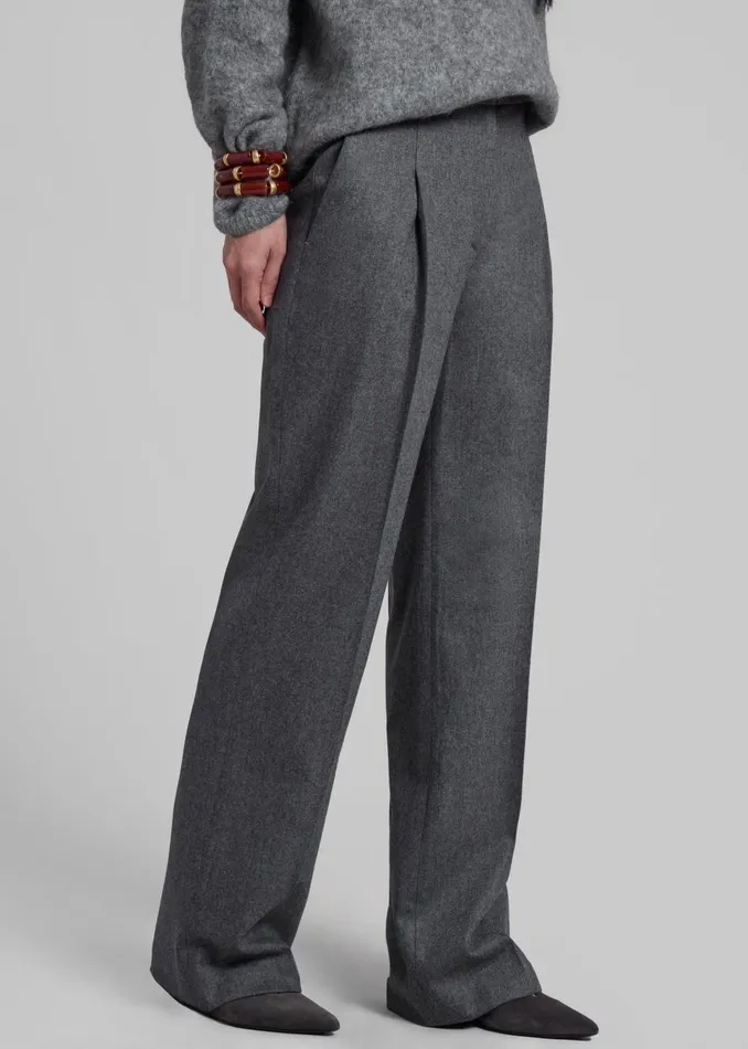 Women Loulou Studio Juno Flannel Trousers 8211 Grey The Frankie Shop Bottoms